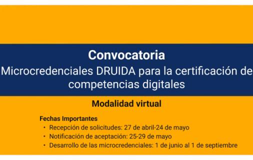 Convocatoria: Microcredenciales DRUIDA para la certificación de competencias digitales